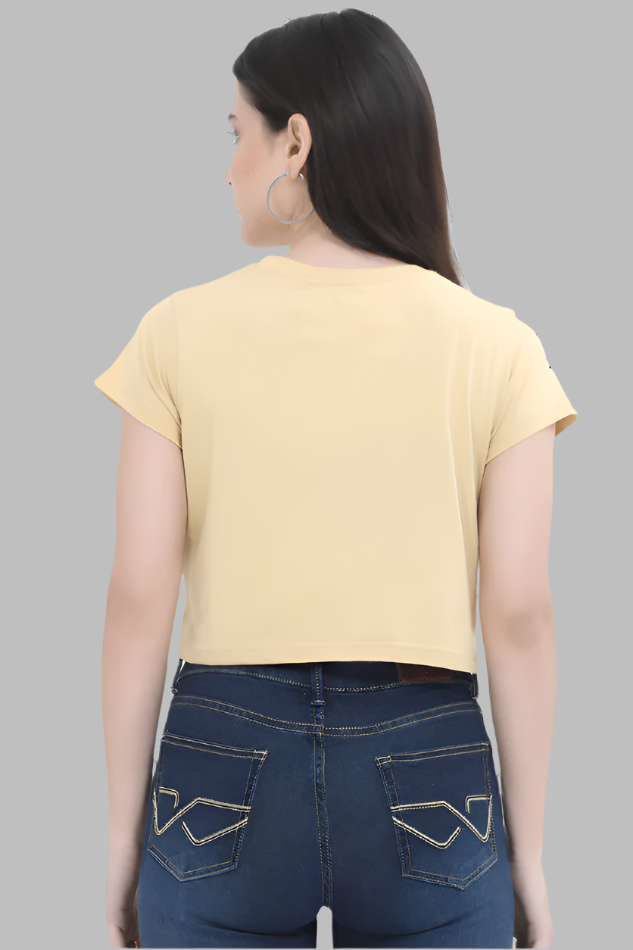 Women's Ganpati Bappa Morya Beige Colour crop top back