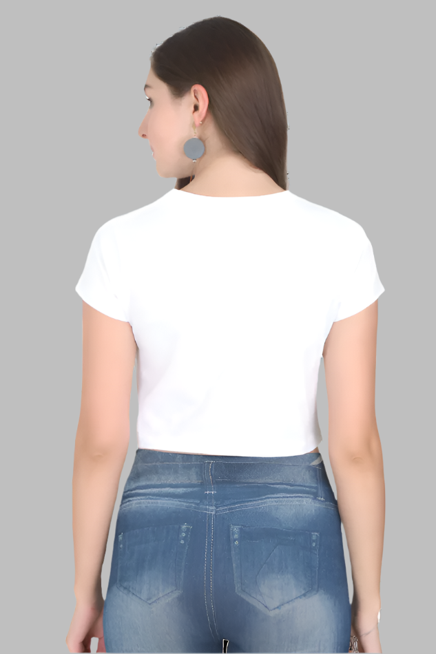 Women's Ganpati Bappa Morya white colour crop top back 