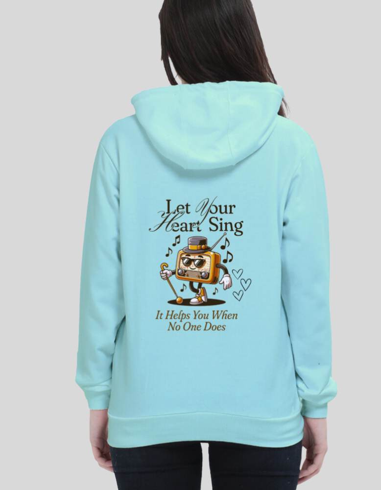 Women's Let your Heart sing Hooded Sweatshirt mint colour back
