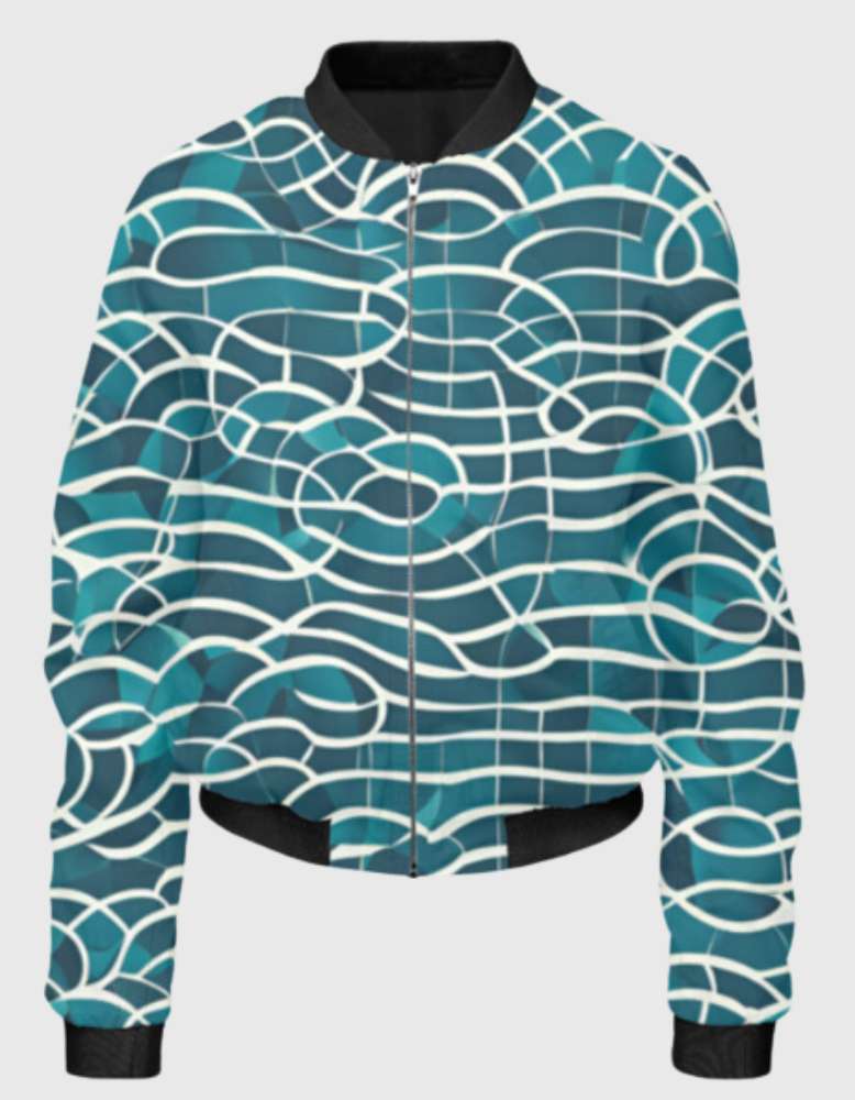 Women's Oceanic Waves All-over-printed Bomber Jacket