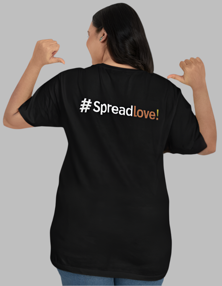 Women's Spread love black colour  tshirt back