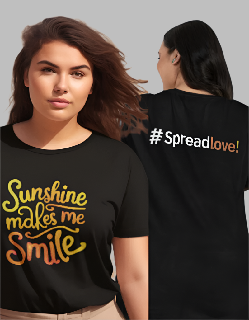 Women's Sunshine Smile Black colour T-shirt