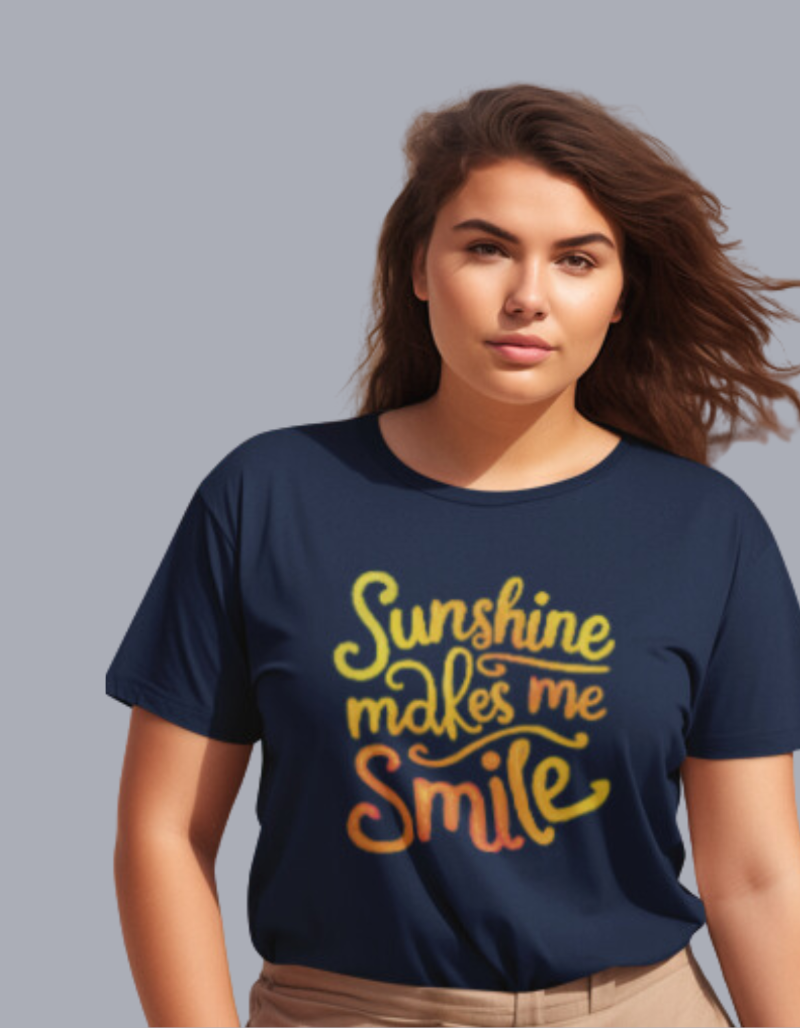 Women_s_Sunshine_Smile_Blue colour T-shirt front