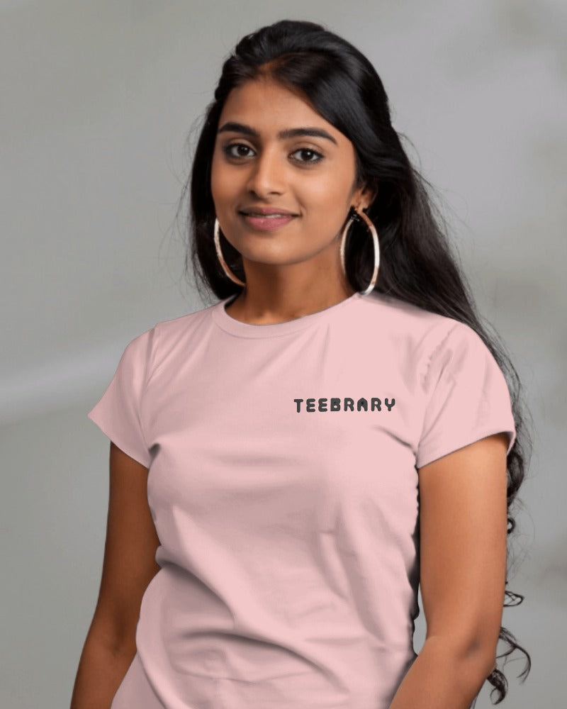 Women's Teebrary Front pink colour t-shirt