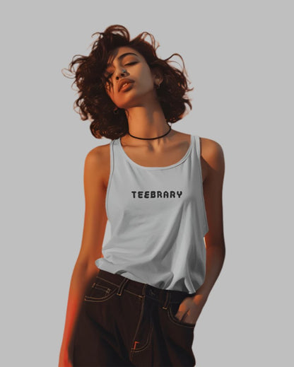 Women's Teebrary White colour  Tank Top