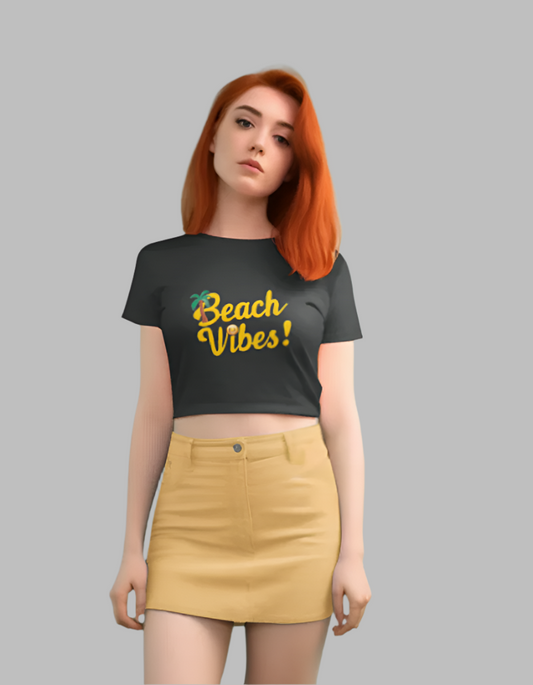 Women's beach vibes black Colour crop top