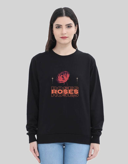 Women's roses black color sweatshirts