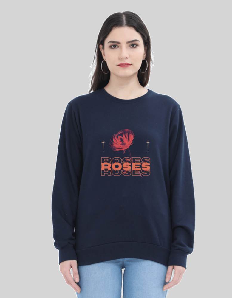 Women's  roses blue color sweatshirts