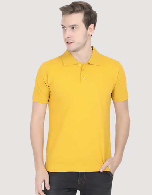 Men's Solid yellow polo t-shirt