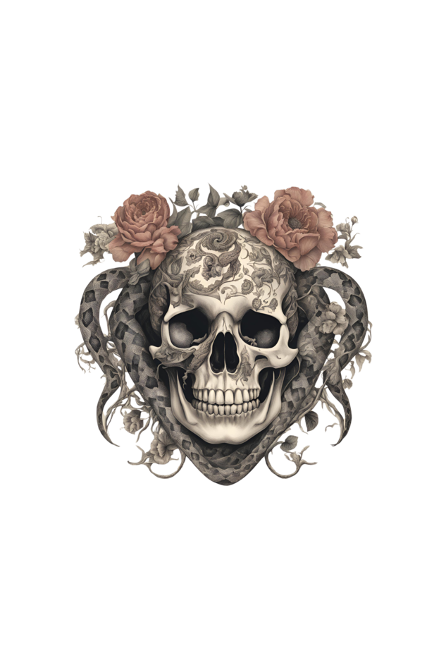 skull rose raglan tshirt design