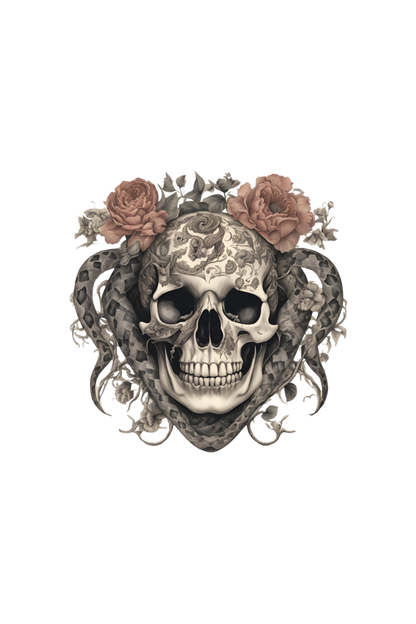 skull rose raglan tshirt design