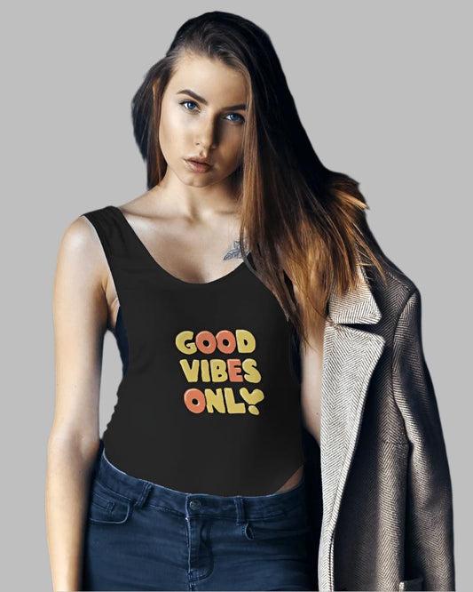 Women's Good Vibes Only Black Colour  Tank top